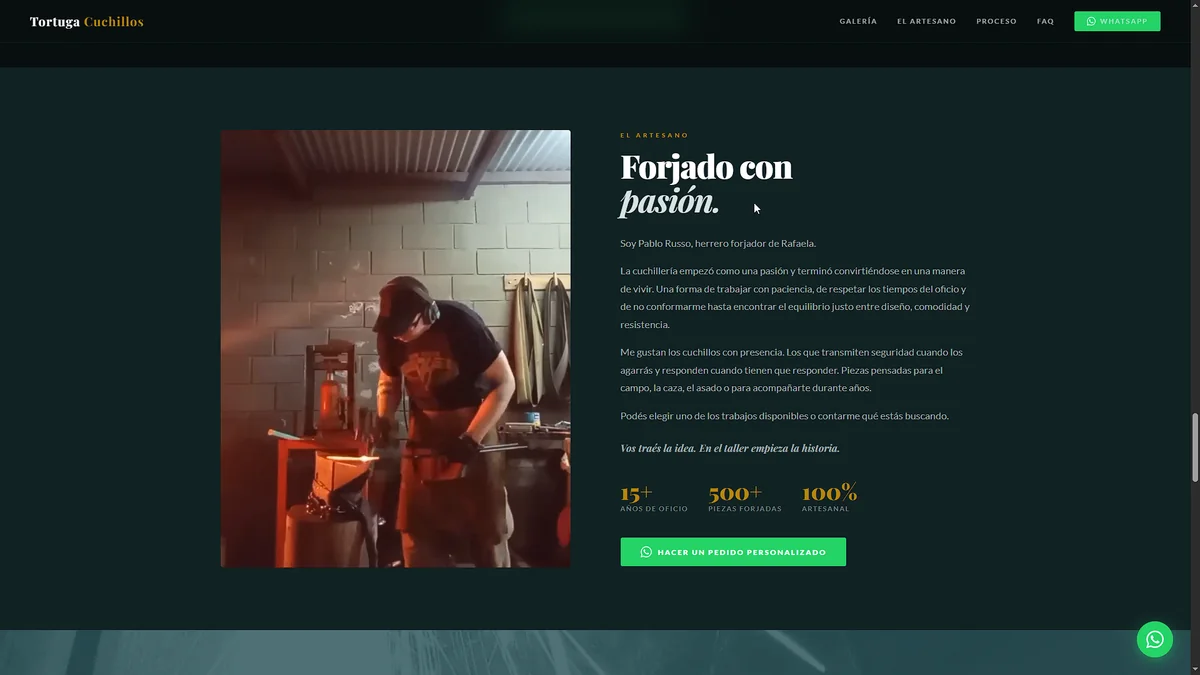 Tortuga Cuchillos — captura del sitio